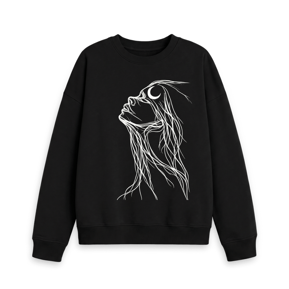 Black Printed Sweater Front