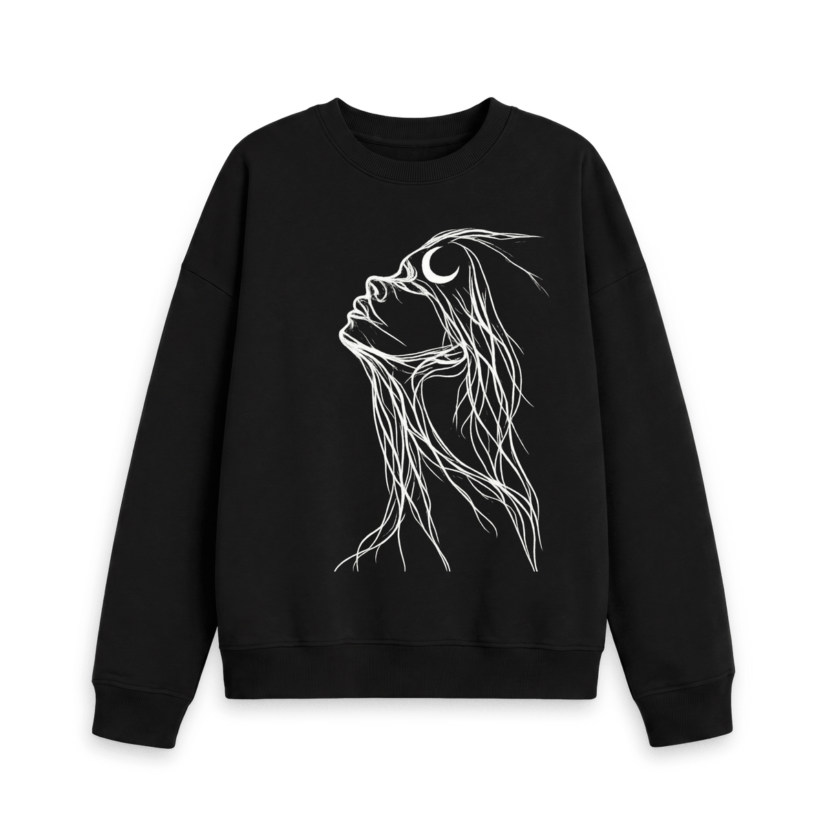 Black Printed Sweater Front