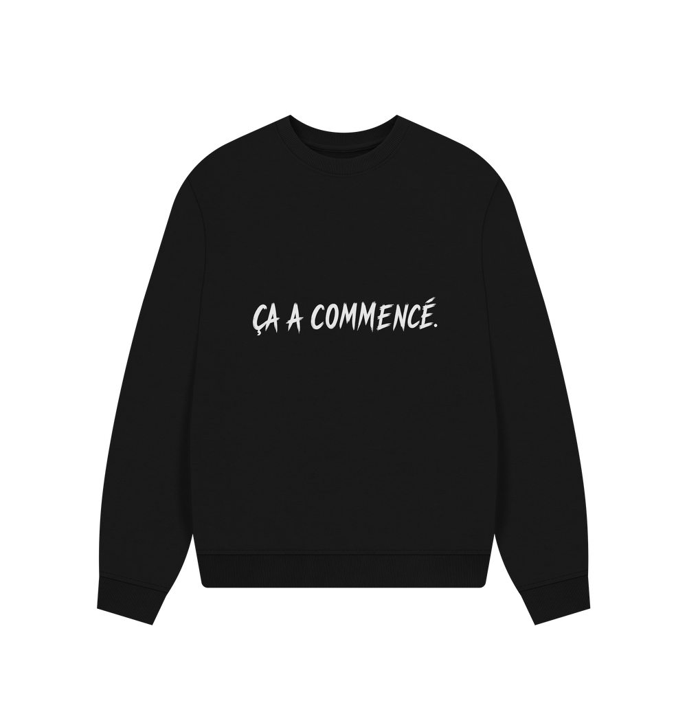 Black Printed Sweater Front